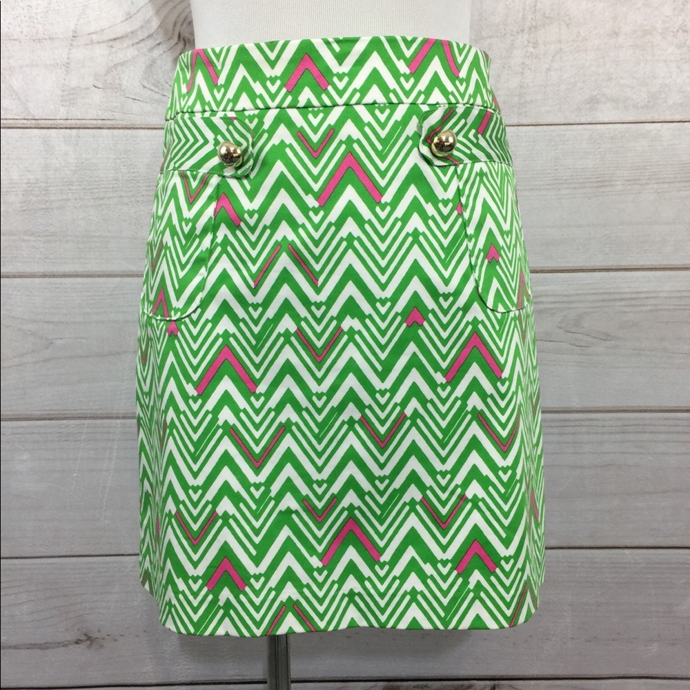 Melly M Skirt Size 0 Green Geometric Print